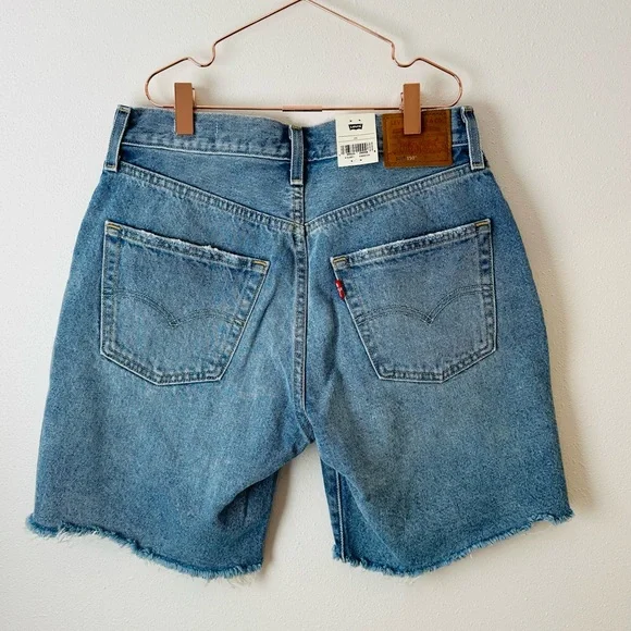New Levi’s 501 90’s  Patchwork shorts anniversary edition light wash jean - Picture 8 of 14